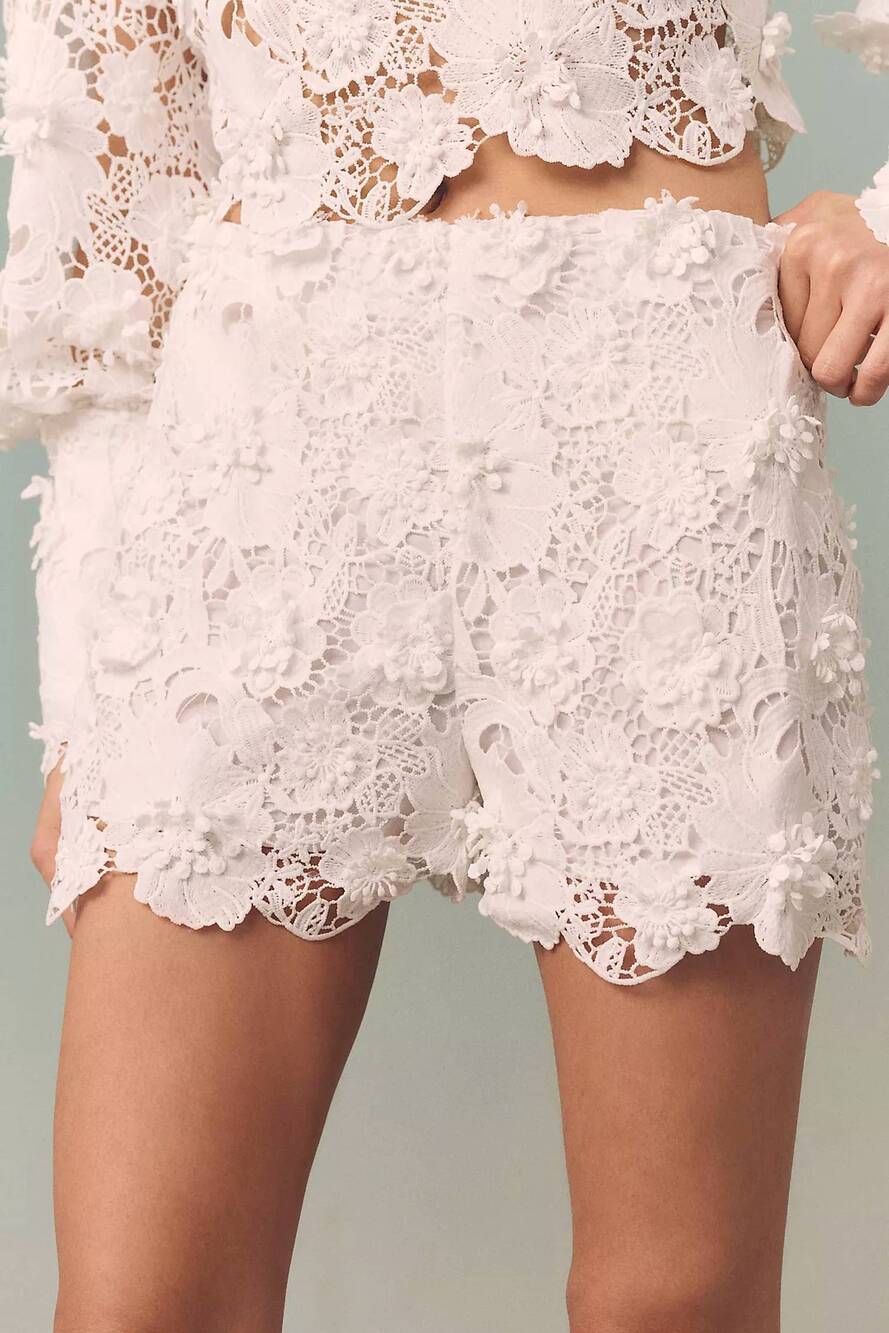 NEW BARDOT amyra high-waist lace shorts in white
